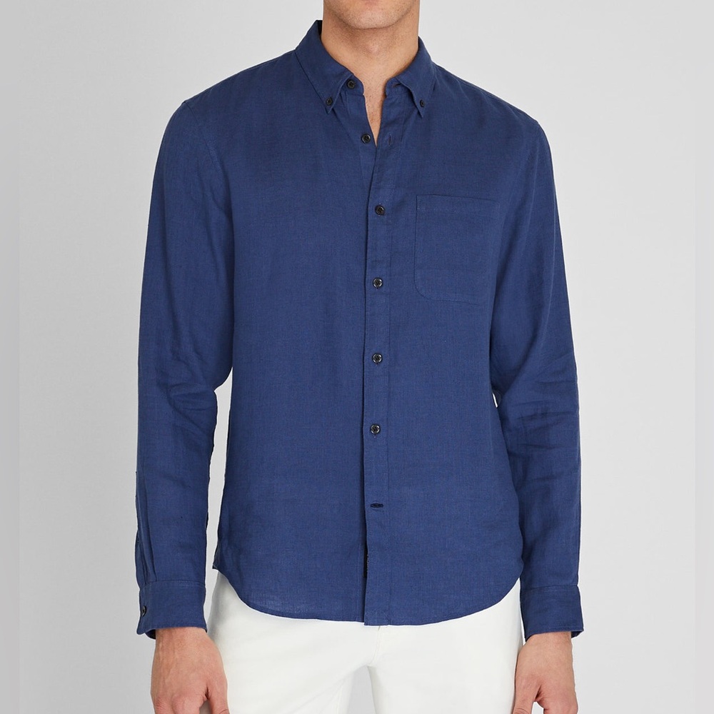 Club Monaco Slim Long-Sleeve Button-Down Linen‎ Shirt Sz L